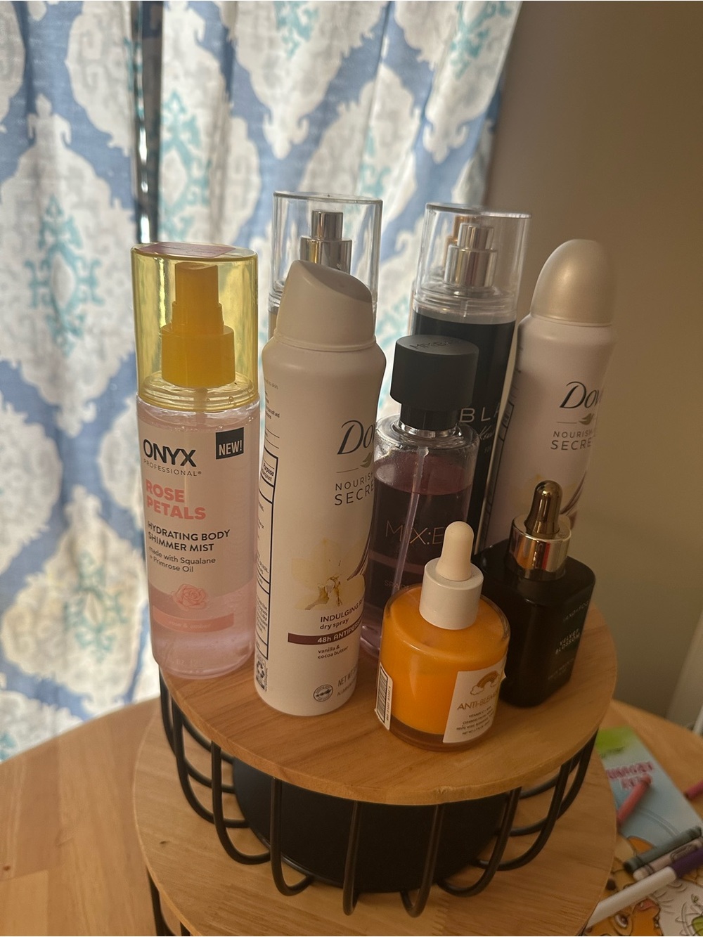 Onyx Rose Petals Hydrating Mist with Mixed Pink and Yellow Bottles